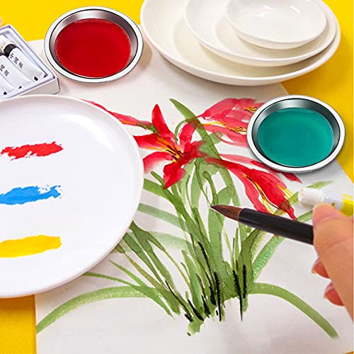 LucyPhy 50 PCS Stainless Steel Painting Color Palette, 2.1 in Painting Trays Make-Up Pallets Mini Metal Watercolor Palette Set for Artist Art and Crafts Supplies