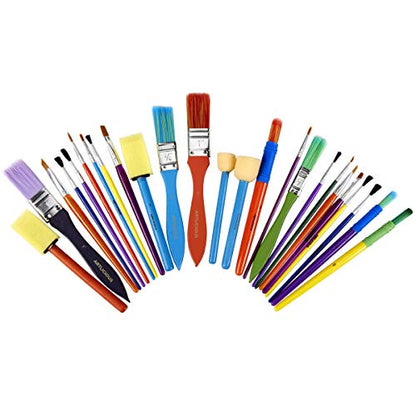 Artlicious Foam Brushes Wood Handle Brush Set - Use with Craft, Watercolor, Oil, Gouache Paints, Face Art, Miniature Detailing and Rock Painting - style: 25 Pack-2
