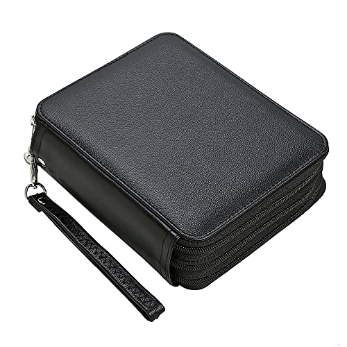 PU Pencil Case - 72 Slots Colored Pencil Case Organizer with Zipper for Watercolor Pens, Pencil Case Organizer for Artist - color: Black