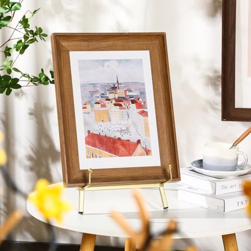 Leinuosen Metal Easel Stand 16.5" H x 8.7" W x 4.3" D Table Top Easel Stand for Display Tripod Art Picture Mirror Modern Plate Holder for Display Book Photo Wedding Sign(Gold,1 Pcs) - color: Gold