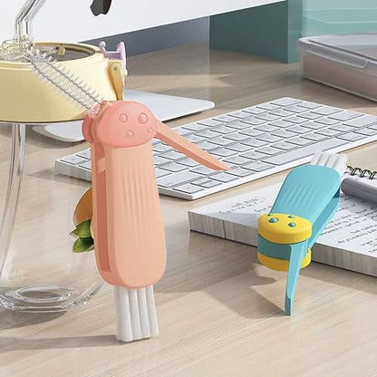 3 in 1 Cup Lid Gap Cleaning Brush Multifunctional Bottle Cleaning Brush for Water Bottle Cup Lid Gap for Gaps of Various Containers (Blue Pink(Mushroom)) - color: Blue Pink(mushroom)
