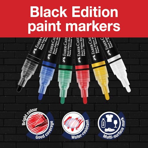 Faber-Castell Shake & Paint Markers: Classic - 6 Count Dual Tip Acrylic Paint Pens, Permanent Fabric and Art Markers, Paint Markers for Wood, Art Supplies - style: Classic