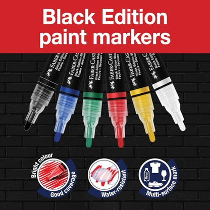 Faber-Castell Shake & Paint Markers: Classic - 6 Count Dual Tip Acrylic Paint Pens, Permanent Fabric and Art Markers, Paint Markers for Wood, Art Supplies - style: Classic