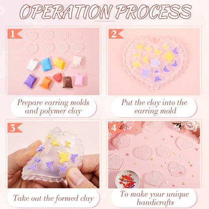 Zeyune 8 Pcs Polymer Clay Molds, Silicone Mini Flower Bows Alphabet Cutters for Earring Jewelry Making, Small Rose Daisy Leaf Letter Clay Mold Kit(Fresh) - style: Fresh