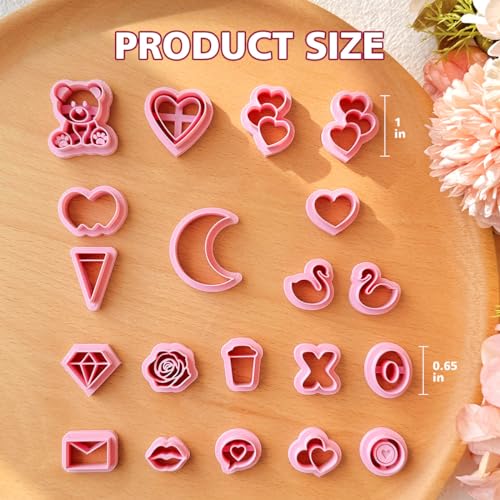 Keoker Valentine's Day Clay Cutters, Valentines Polymer Clay Cutters for Earrings Making, 20 Shapes Valentines Clay Cutters, Swan Clay Cutters for Polymer Clay Jewelry (ALL1) - color: ALL 1