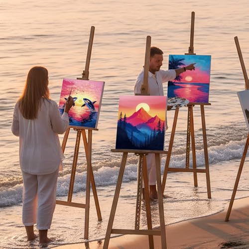 Dinifee 6 Pack Pre Drawn Canvas for Painting Pre Printed Canvas Kit 8 x 10 Inch Stretched Cotton Paint and Sip Set for Adults Couple Party Graduation Summer Date Night(Sunset) - style: Sunset