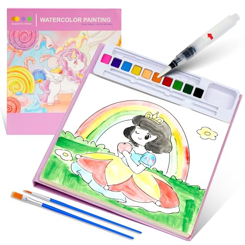 Paint with Water Coloring Books for Toddlers Craft, Mess Free Watercolor Painting Set for Kids Ages 3 4 5 6 7 8, DIY Painting Arts Crafts Drawing Activities Book Toy Present for Girls & Boys - Unicorn - color: Rosepink