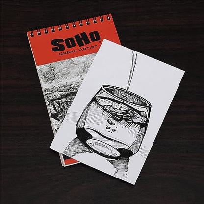 SoHo Urban Artist Softcover Drawing Pad - 12"x18" - 92 lbs/150gsm, Mixed Media, 24 Dual-Sided Sheets, Acid-Free, Wire-Bound, Micro-Perforated, Repeated Erasing & Reworking - size: 12"x18"