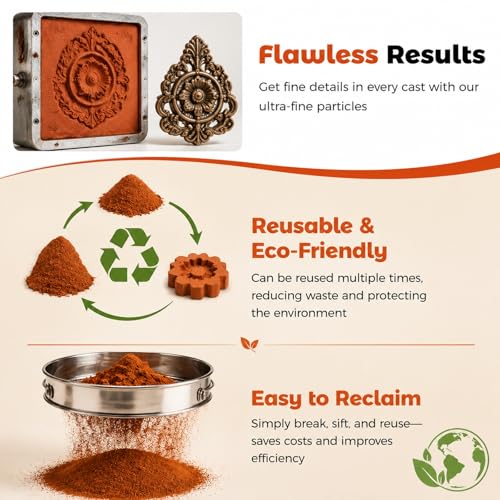 5.5LB Casting Sand Kit with 0.22LB Viscosity Soil, Oil-Free Foundry Sand for Metal Casting & Jewelry Making, for Silver, Copper, Bronze, Reusable Molding Clay (5.5, Pounds)