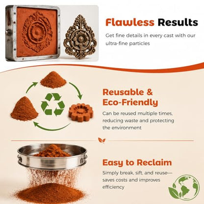 5.5LB Casting Sand Kit with 0.22LB Viscosity Soil, Oil-Free Foundry Sand for Metal Casting & Jewelry Making, for Silver, Copper, Bronze, Reusable Molding Clay (5.5, Pounds)