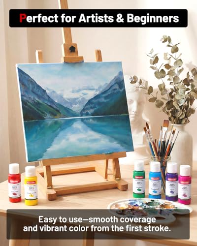 Fantastory Acrylic Paint Set, 24 x 60 ml with 12 Brushes; Christmas Acrylic Paint, Waterproof; For Artwork & DIY Projects on Canvas, Wood, Glass, Clay, Fabric, Ceramic, Paper, Canvas - style: 24 popular Colors