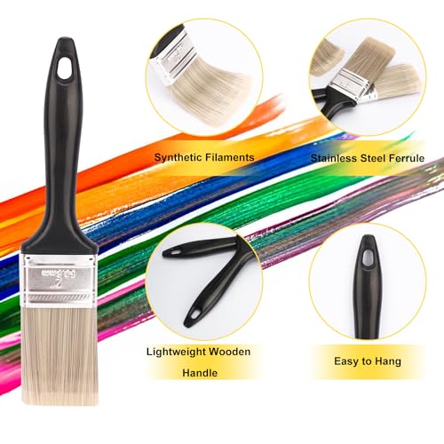 25 Pack 2 Inch Flat Paint Brushes, A Professional Range of Wall Paint Brushes for Your Home or DIY Paint,Furniture,Deck,and Wall Trim KUKLIPJIM - size: 25 Pack 2 Inch