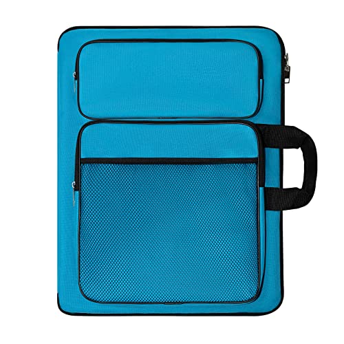 TreochtFUN Art Portfolio for Kids Artwork - Artist Supplies Organizer 15x18 in for Children Drawing Lesson,A3 Artist Backpack Storage Sketchbook,Pencil, Empty art case(Blue) | Artist Supplies Organizer, For Children Drawing Lesson, A3 Artist Backpack Stor