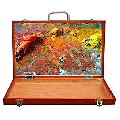 Oil Painting Box Portable Wooden Painting Case Wooden Painting Easel Painting Tool Case Wood Easel Case Watercolor Container Wooden Art Wood Desk Table Easel Travel Pigment Case Painting Easel