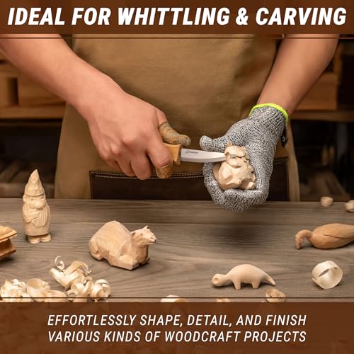 BeaverCraft Wood Carving Sloyd Knife C4s 3" - Whittling Knife with Leather Sheath for Carvers - Chip Wood Carving Tools for Beginner and Profi