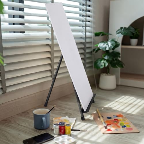 Zonon 6 Pcs Aluminum 15'' to 21'' Tabletop Display Easel for Painting Adjustable Folding Table Stand with Extension Arms Rubber Feet for Whiteboard Canvas Poster Sign Picture Artist(Black) - color: Black
