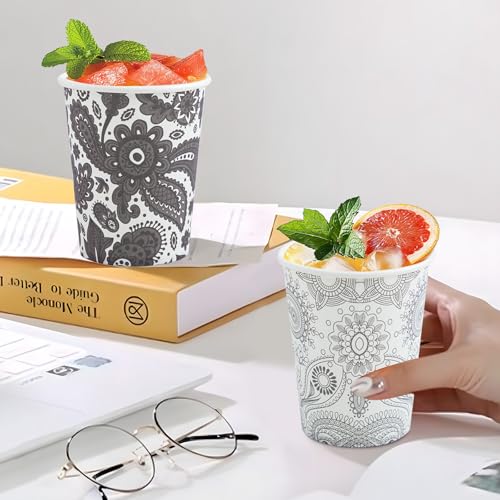 Clawsoff [300 Pack 8 OZ Paper Cups, Disposable Coffee Cups 8 oz Hot/Cold Colourful Beverage Drinking Cups for Office Party Home Picnic (Paisley) - color: Gray, size: 8 oz