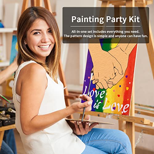 VOCHIC Pre Drawn Canvas for Painting for Adults Lesbian Gay Stuff Pride Rainbow LGBT Party Kit Paint and Sip Party Supplies 8x10 in Canvas to Paint Art Set