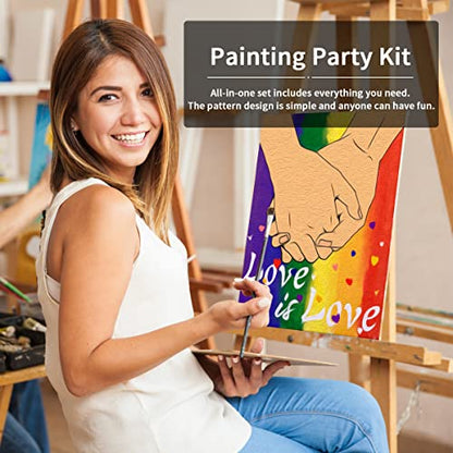 VOCHIC Pre Drawn Canvas for Painting for Adults Lesbian Gay Stuff Pride Rainbow LGBT Party Kit Paint and Sip Party Supplies 8x10 in Canvas to Paint Art Set
