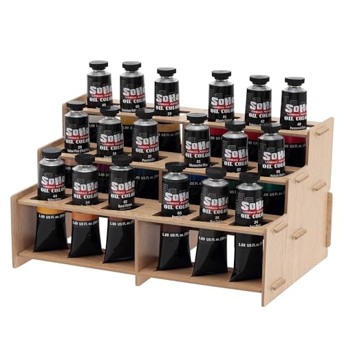 Soho Urban Artist Oil Paints - Professional Grade Portrait Oil Paint Set of 18, 50ml Paint Tubes with Mezzo Straight Rack No 2, Triple Milled Colors with Maximum Luminosity for Professionals - color: Portrait