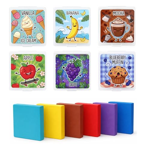 12 pcs Scented Kneaded Erasers Set, Kneadable Art Erasers in Individual Plastic Cases, Soft Moldable Drawing Eraser for Sketching, Charcoal, Graphite, Clean Erasing Stationery (12, Pizza Theme) - color: Pizza Theme
