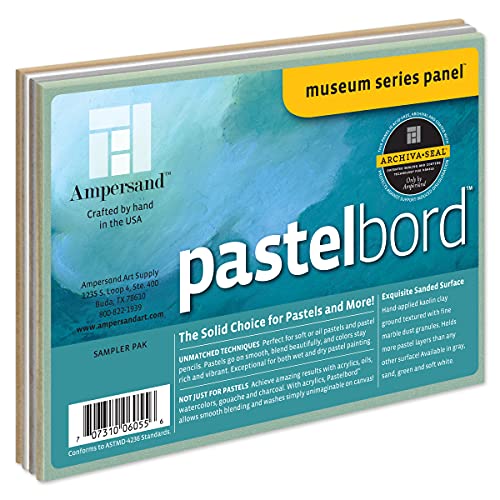 Ampersand Museum Series Pastelbord for Pastels, Charcoal, Pencils and Ink, Assorted Colors, 1/8 Inch Depth, 5X7 Inch, Pack of 4 - color: Assorted - 1/8 Inch Depth, size: 5X7 Pack of 3