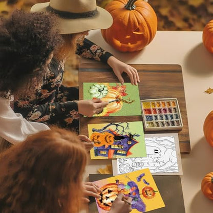 Sherr 24 Pcs Pre Drawn Canvas for Painting Adult Pre Printed Canvas Bulk Sip and Paint Kit Stretched Panels Paint Set for Theme Valentine Painting Night Party Favor(Autumn Halloween,8 x 10 Inch) - size: 8 x 10 Inch, style: Autumn Halloween