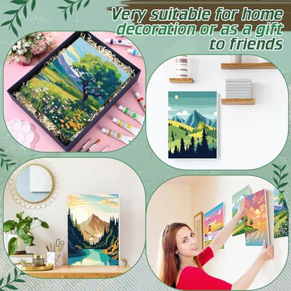 Zhanmai 88 Pcs 8 x 10 Inch Pre Drawn Canvas for Painting Kit Pre Stretched Canvas for Sip and Paint Party Favor Coloring DIY Virtual Party Birthday Gifts Adult's Date Night(Natural Scenery) - style: Natural Scenery