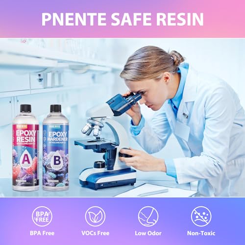 Pnente Crystal Clear Epoxy Resin Kit, 32oz Professional Self-Leveling No-Bubble UV Resistant Casting & Coating Resin for Crafts, Jewelry Making, Table Top, Molds, Wood River Tables and Art Projects - size: 32oz