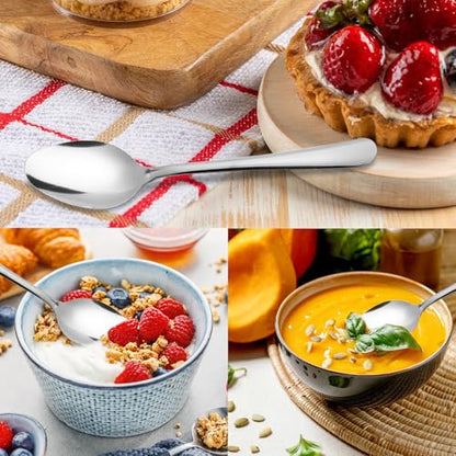 120 PCS Dinner Spoons Set - Windsor Stainless Steel Dinner Spoon 7.1 Inch with Dishwasher Safe Dessert Spoons, Metal Dessert Spoon, Silverware for Home, Kitchen or Restaurant - size: 120PCS Dinner Spoon