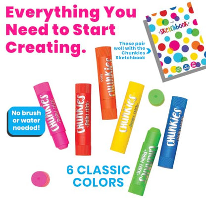 Ooly Chunkies 6 Mess Free Paint Sticks For Kids, Tempera Paint Sticks Kid Safe Colors, No Mess Quick Drying Art Supplies for Toddlers and Kids - color: Classic