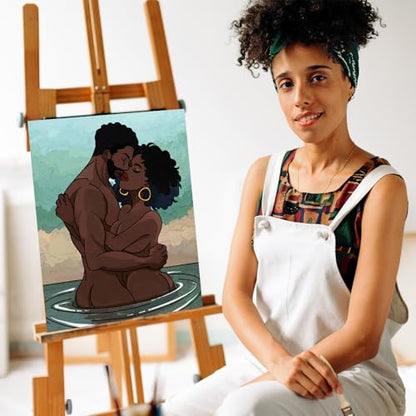 Nuberlic Canvas Painting Kit Pre Drawn Canvas for Painting for Adults Couples Paint and Sip Party Supplies Love Theme Couple DIY Date Night Activities Valentines Gift Pack of 1, 8x10 inch