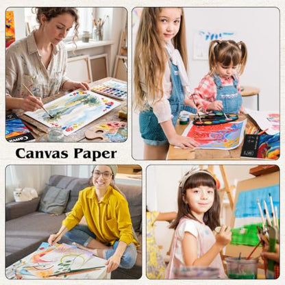 12 Sheets Canvas Paper Pad 12”x16”, 350 GSM Canvas Sheets Glue Bound Canvas Sketchbook for Adults and Students - Acrylic Painting, Oil Painting - size: 12”x16”