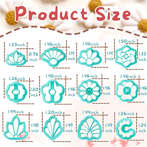 TAINSKY Flower Shape Polymer Clay Cutters Set, 12 Shapes Clay Earrings Cutters for Polymer Clay Jewelry, Plastic Clay Earring Cutters for Polymer Clay Jewelry Making
