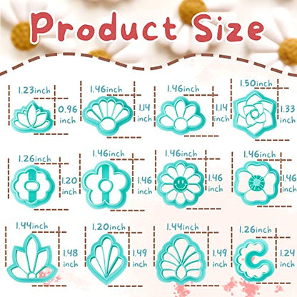 TAINSKY Flower Shape Polymer Clay Cutters Set, 12 Shapes Clay Earrings Cutters for Polymer Clay Jewelry, Plastic Clay Earring Cutters for Polymer Clay Jewelry Making