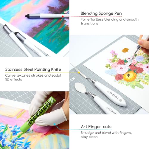 MEEDEN Soft Oil Pastels Set: 102Pcs Oil Pastel Kit with 72 Colors & 6 White Pastel - All in One Oil Crayons with Paper, Palette Knife, Masking Tape - Art Supplies for Artists Beginners Adult Christmas