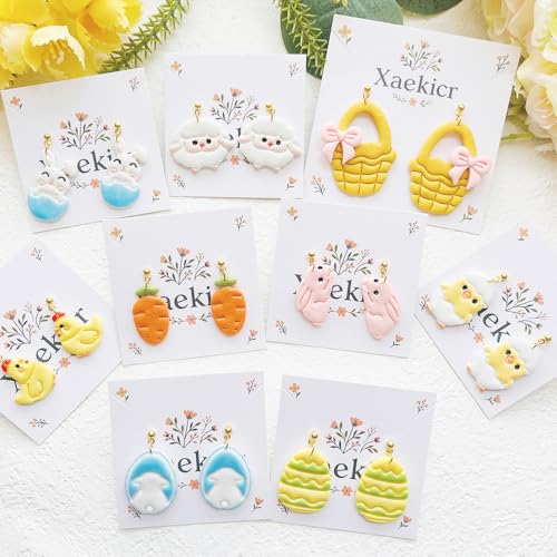 Easter Polymer Clay Cutters Set - 13pcs Sharp & Durable Bunny, Chick, Egg & Basket Shapes for DIY Earring Jewelry Making, Soft Clay Crafts & Spring Holiday Supplies - color: 2S color