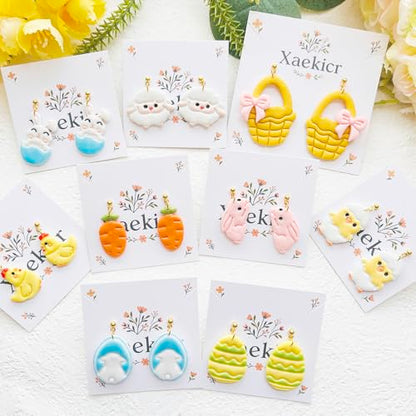 Easter Polymer Clay Cutters Set - 13pcs Sharp & Durable Bunny, Chick, Egg & Basket Shapes for DIY Earring Jewelry Making, Soft Clay Crafts & Spring Holiday Supplies - color: 2S color