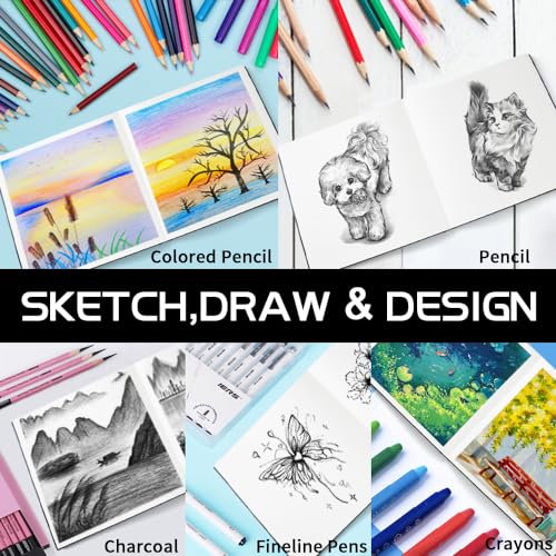 E-WEICHEN Mixed Media Sketch Pad, 8 x 8 inches 125 GSM (100 Sheets/200 Pages) Sketchbook for Drawing, Hardcover Mix Media Art Sketchbook for Wet and Dry Media,Painting,Drawing. 8X8 - color: 8x8in-Black