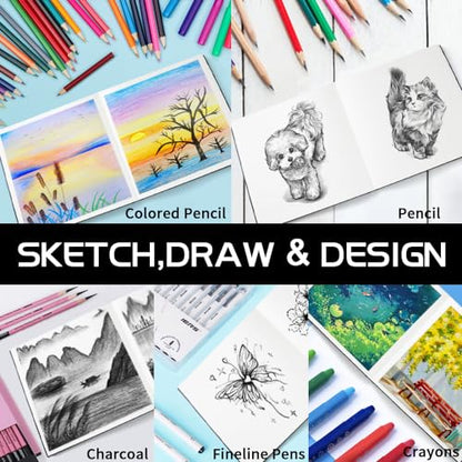 E-WEICHEN Mixed Media Sketch Pad, 8 x 8 inches 125 GSM (100 Sheets/200 Pages) Sketchbook for Drawing, Hardcover Mix Media Art Sketchbook for Wet and Dry Media,Painting,Drawing. 8X8 - color: 8x8in-Black
