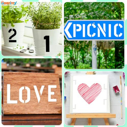 7 Inch 42 Pcs Reusable Letter Number Symbol Stencils, Plastic Painting Templates for Wood Wall Fabric Rock Chalkboard Signage School Door Porch DIY Art Craft Decoration Projects - size: 7 inch（White）