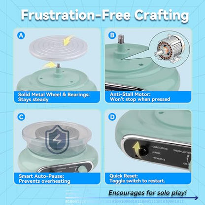 Jasthorine Pottery Wheel for Kids Toy Set, Air Dry Clay & Paint Craft Kits | Beginner Arts and Crafts for Kids Ages 8-12 | Modeling Clay Tools & Painting Set, Toy Birthday Gifts for Girls & Boys 6-12