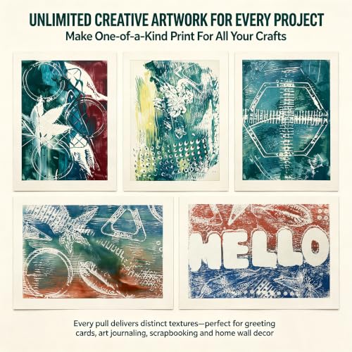 HTWELL 5"x7" Reusable Gel Printing Plate for Monoprinting Art | Upgraded Non-Aging Bubble-Free, Non-Stick for Easy Peeling, for Card Making, Scrapbooking, Crafts & Home Decor, Easy Clean - size: 5” × 7”