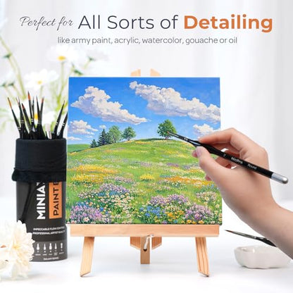 Nicpro Miniature Paint Brushes Drybrush - 21PCS Model Paint Brush Set for Acrylic Oil Watercolor, Detail Paint Brush Dry Brush for Model, Miniature Painting, Paint by Numbers, Craft - with Container - style: 21 Pack (Detail+Drybrush)