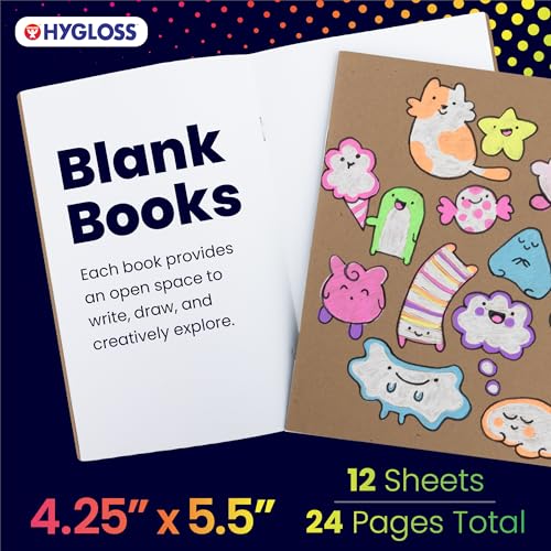 Hygloss Blank Books - Bulk 10 Pack – 4.25" x 5.5" A6 Kraft Paperback Blank Book for Kids to Write Stories, Doodle, Arts & Crafts – Plain Drawing Sketchbook, Unlined Journal, Notebook Without Lines - color: Kraft, style: 10 Books