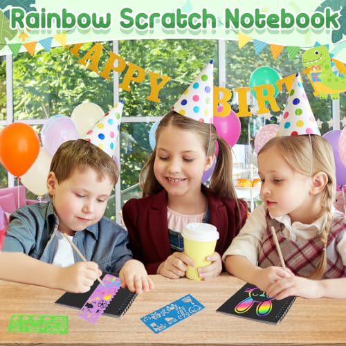 Scratch Art Party Favors for Kids 8-12: 24 Pack Dinosaur Rainbow Scratch Art Notebook, Easter Basket Stuffers, Coloring Books Goodie Bags Stuffers, Classroom Birthday Gifts for Student - style: 24 Pack Dinosaur