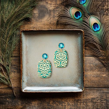 CHGCRAFT Baroque Flowers Feathers Clay Texture Mat Polymer Clay Molds DIY Clay Texture Tools for Clay Pottery Earring Jewelry Making Stamp Engraving Machines, Floral, 3.9x2.6x0.1inch - style: Baroque pattern