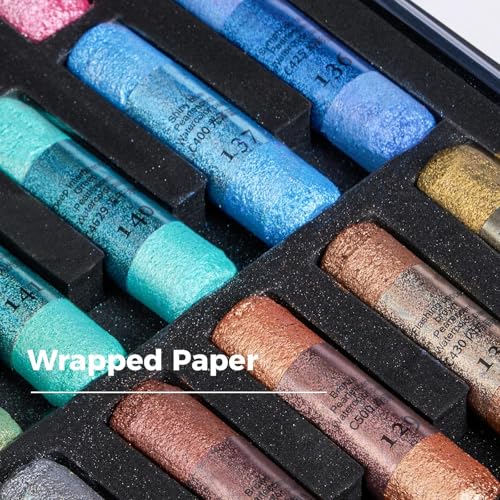 LIGHTWISH Handmade Metallic Soft Pastel Set 24 Colors,Super Soft & Blendable Chalk Pastel Sticks for Drawing Painting Blending