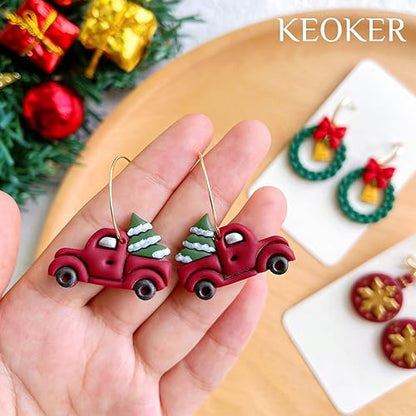 KEOKER Christmas Clay Cutters, Christmas Polymer Clay Cutters for Earrings Making, 20 Clay Cutters Shapes - color: ALL