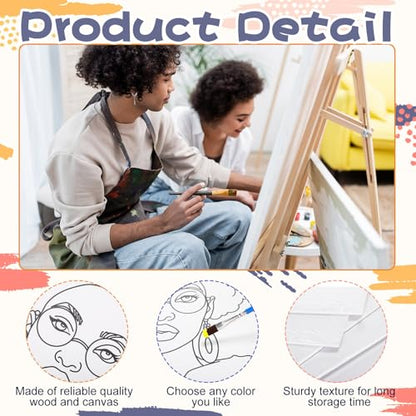 Sherr 108 Pcs 12 Set Lady Sip and Paint Kit for Adults 8''x10'' Pre Drawn Canvas to Paint DIY Acrylic Painting Kit Pre Printed Canvas for Date Night Juneteenth Party Team Building - style: Lady